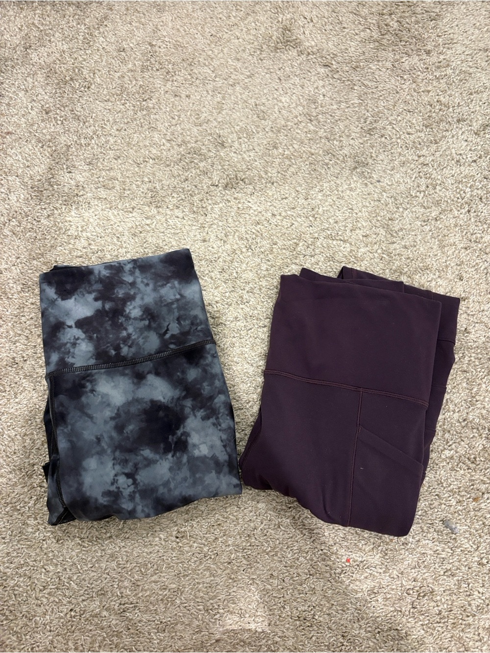 BUNDLE Black & Charcoal Tie-Dye Athleta Leggings